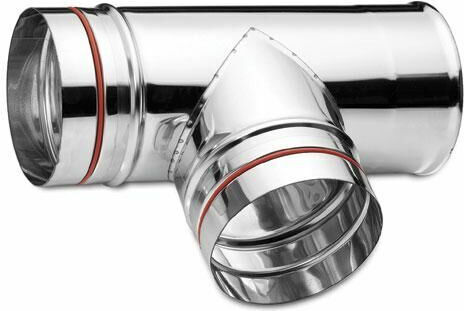 Inox Shell Ταφ Σύνδεσης Καπνοδόχου Inox 80mm Ασημί