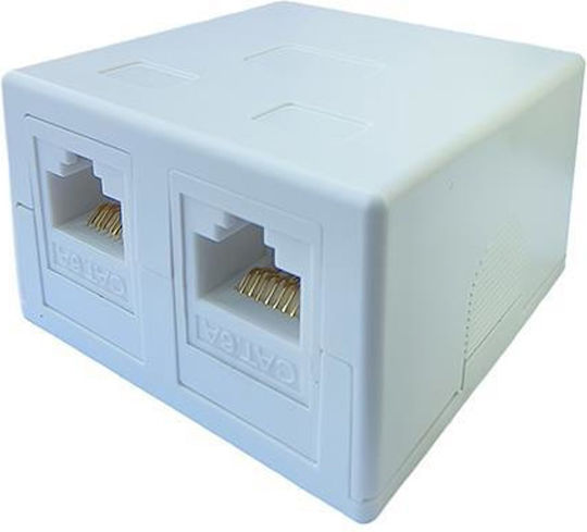 Eurolamp Double External Network Socket RJ45 Cat6 in White Color 147-16057