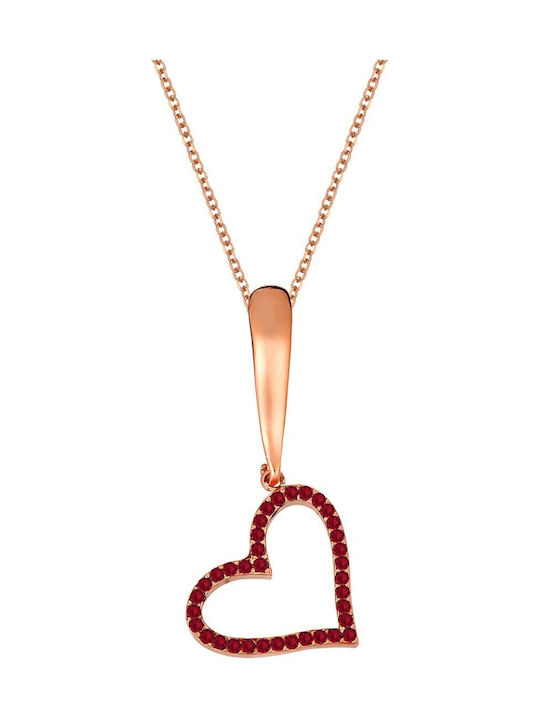 Verorama Necklace with design Heart from Rose Gold Plated Silver