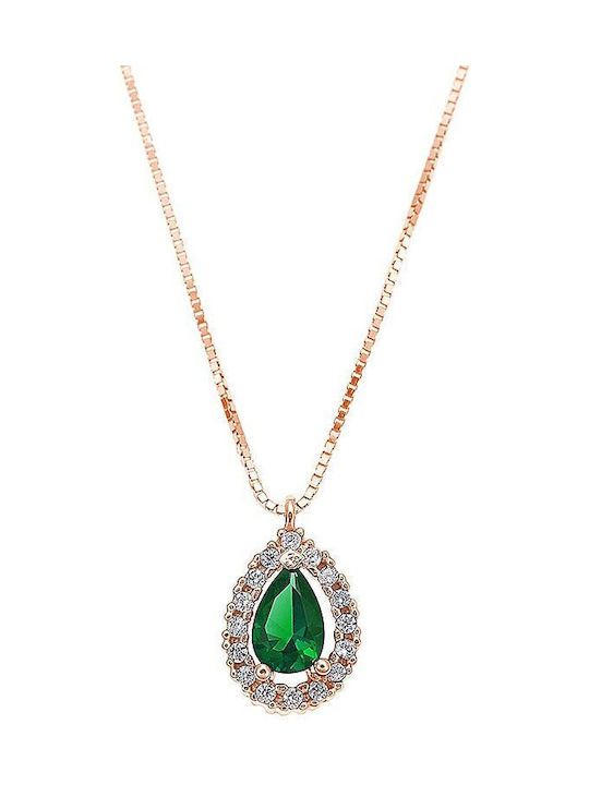 Iris Jewerly Necklace with design Tear with Rose Gold Plating with Zircon