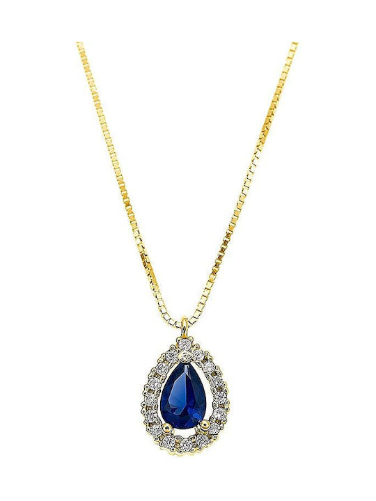 Iris Jewerly Necklace with design Tear from Gold 14K with Zircon