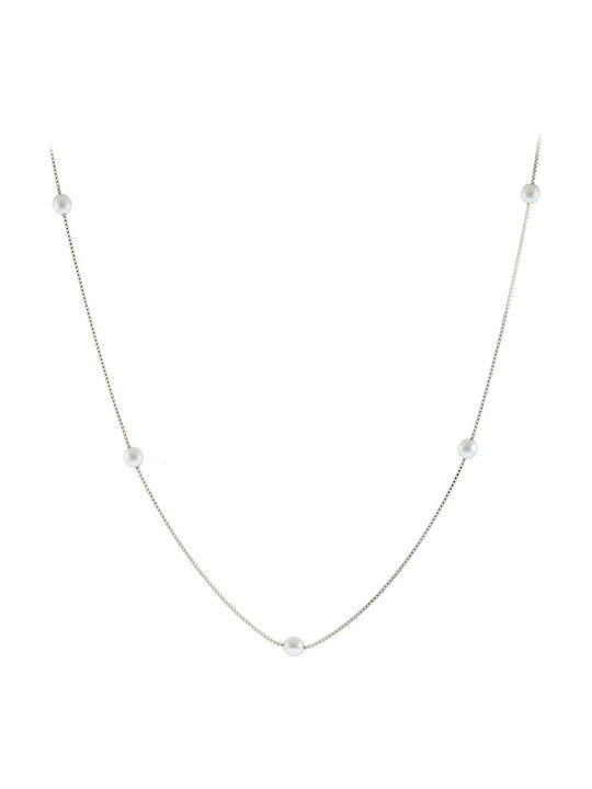 Ortaxidis Halskette aus Weißgold 14K mit Perlen