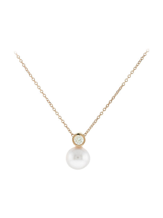 Art d or Halskette aus Roségold 9 K mit Perlen