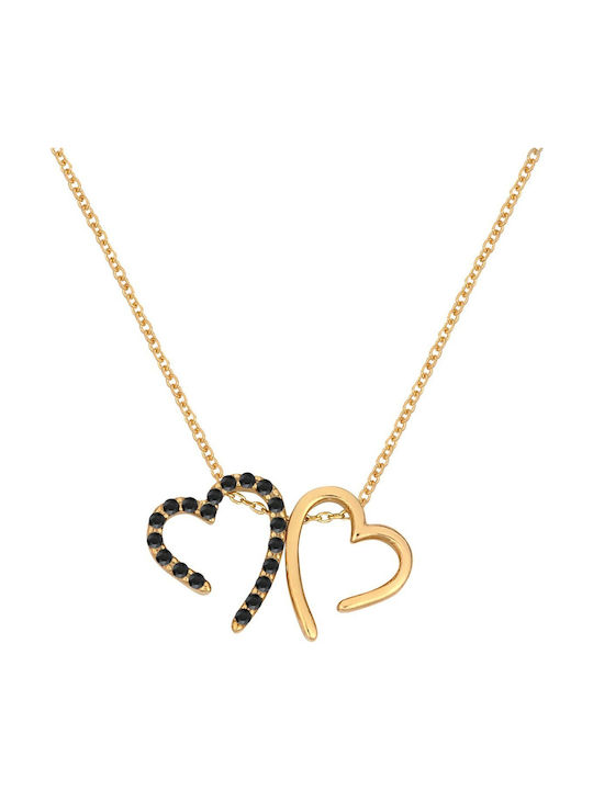 Verorama Necklace Double with design Heart Gold Plated