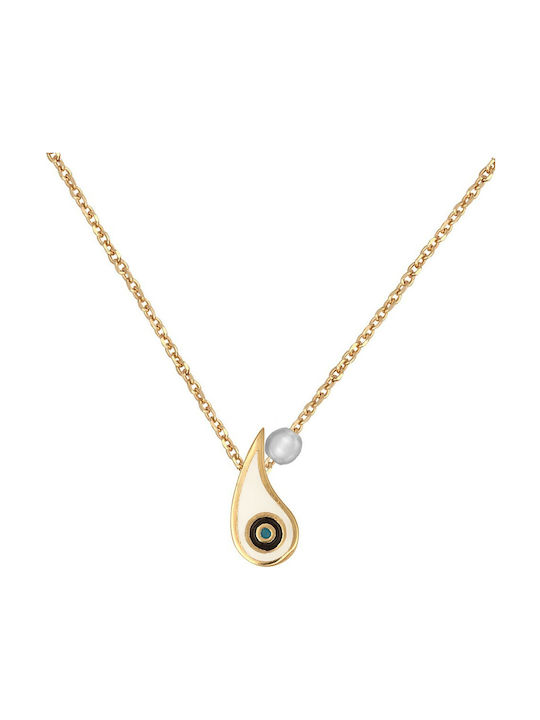 Verorama Necklace with design Tear Gold Plated with Pearls