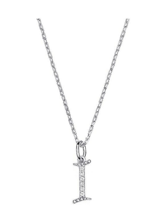 Verorama Necklace Monogram from White Gold 18k with Zircon