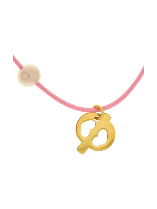 Q-Jewellery Necklace Monogram from Gold 14K with Pearls