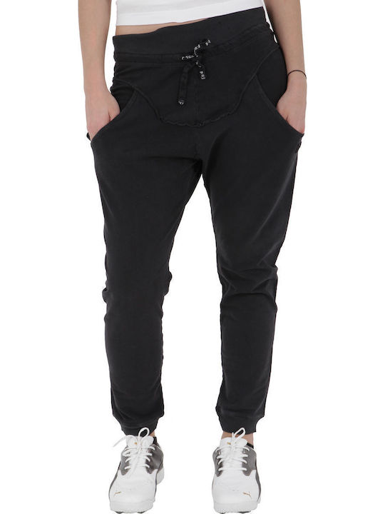 Dama Tesatura Pantaloni cu Elastic Negru