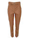 Women's High-waisted Fabric Trousers Slim Fit Brown