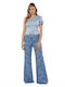 Women's Fabric Trousers Light Blue
