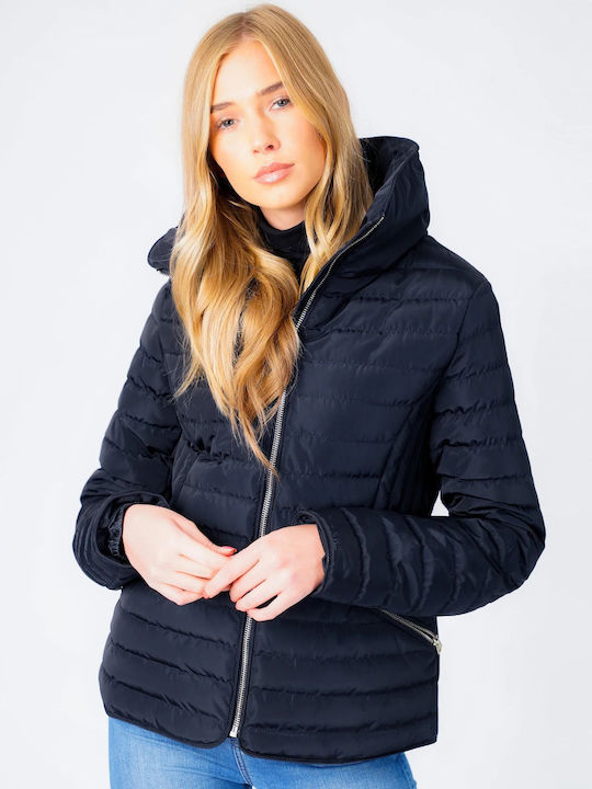 Tokyo Laundry Women's Short Puffer Jacket for Winter Navy Blazer