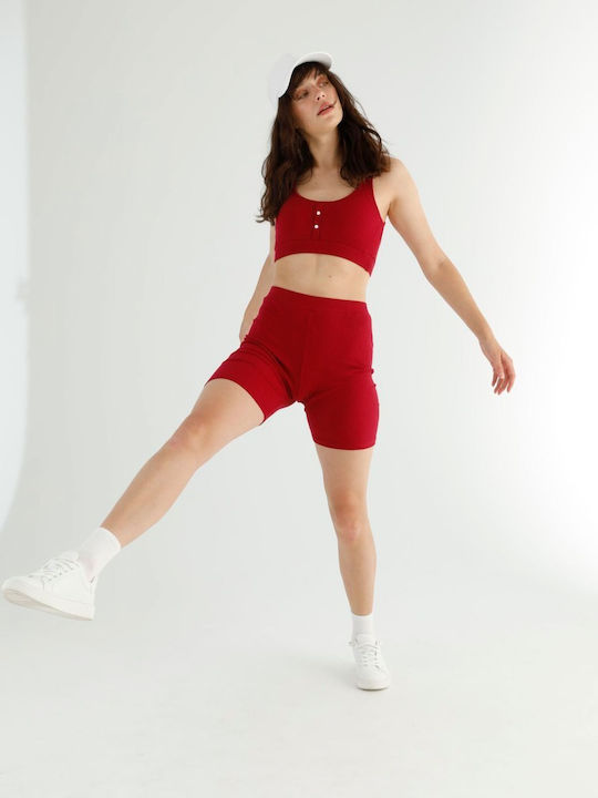 Training Γυναικείο Σετ με Ποδηλατικό Κολάν Wine Red