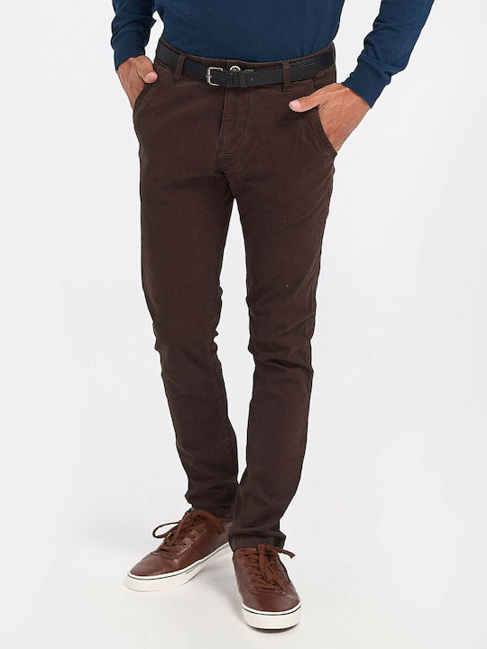 Lindbergh Men's Trousers Chino Elastic in Slim Fit coffee