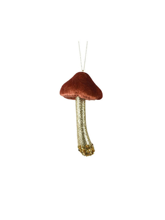 Hanging Hanging Ornament Mushroom Fabric Brown 40x39cm with Glitter