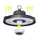 Elvhx Φωτιστικό Καμπάνα 100W Kühles Weiß 13500lm mit integrierter LED Schwarz Ø279xH166cm