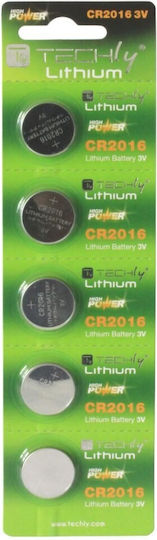 Techly Lithium Watch Battery CR2016 3V 5pcs