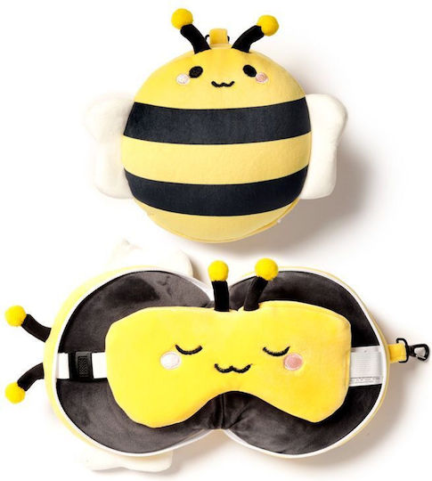 Puckator Travel Pillow Travel Set Mask and Pillow for Kids with Carrying Case Yellow