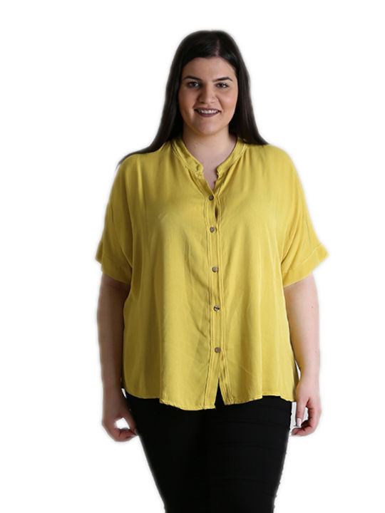 Chica Damen Bluse Kurzärmelig Yellow