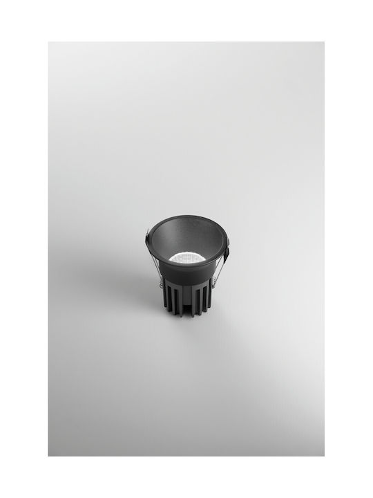 Fan Europe Spot Rotund Metalic Îngropat cu LED Încorporat și Lumină Albă Rece Neagră 18x18cm