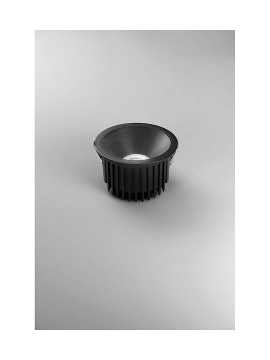Fan Europe Spot Rotund Metalic Îngropat cu LED Încorporat și Lumină Alb Cald Neagră 18x18cm