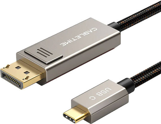 Cabletime Geflochtenes Video USB Typ-C Kabel männlich - DisplayPort Schwarz 2m CT-CBD8K-ZG2