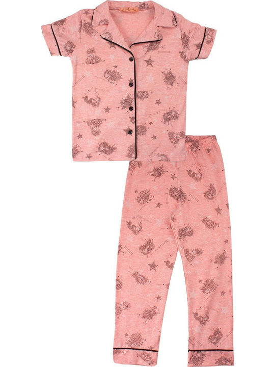 Sexen Kinder Schlafanzug Sommerlich Baumwoll Rosa