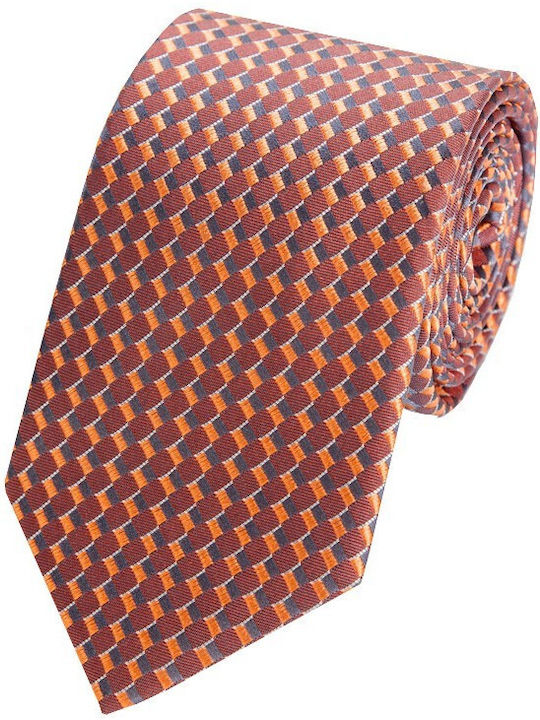 Epic Ties Ανδρική Γραβάτα Μεταξωτή με Σχέδια σε Πορτοκαλί Χρώμα