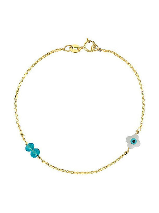 Verorama Kids Gold Bracelet 14K with Evil Eye for Girl