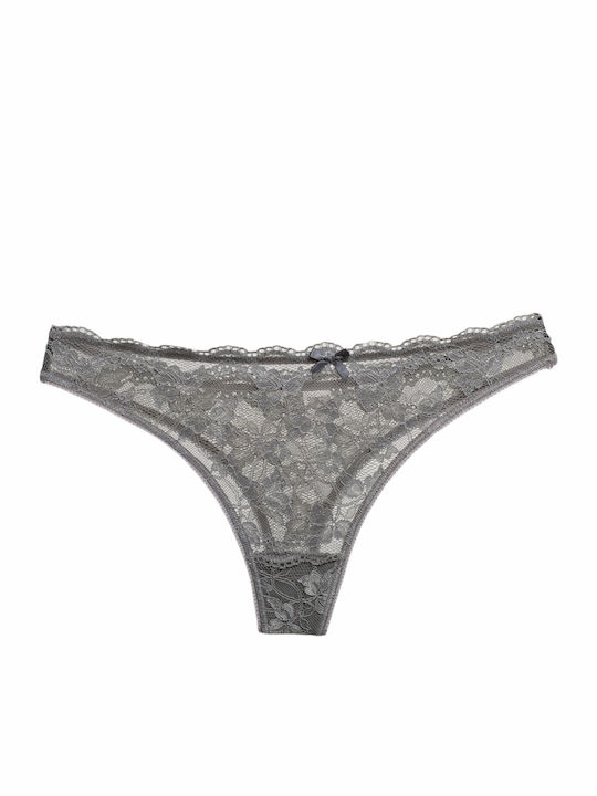 Dreams by Joyce Women's String with Lace Grey