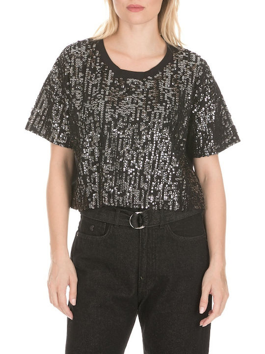 Religion Women's Summer Crop Top Short Sleeve Black (Jet Black)