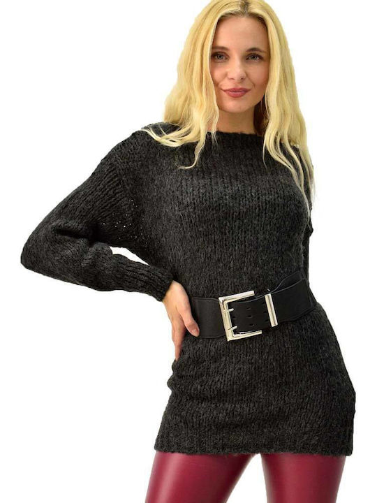 Potre Women's Long Sleeve Sweater Woolen Charcoal