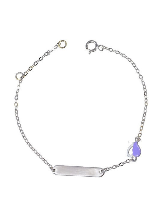 Μπαρλιάκος Kids White Gold ID Bracelet 14K for Girl