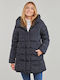 Only Women's Short Puffer Jacket for Winter Navy Blue