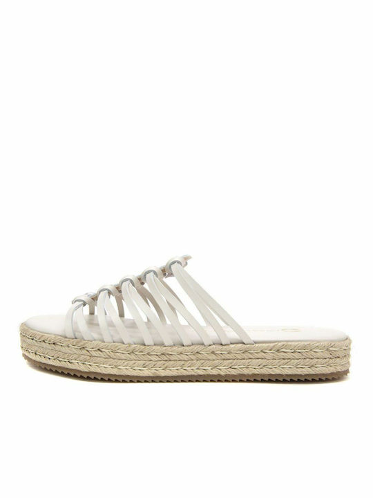 Mourtzi Leather Women's Flat Sandals in White Color