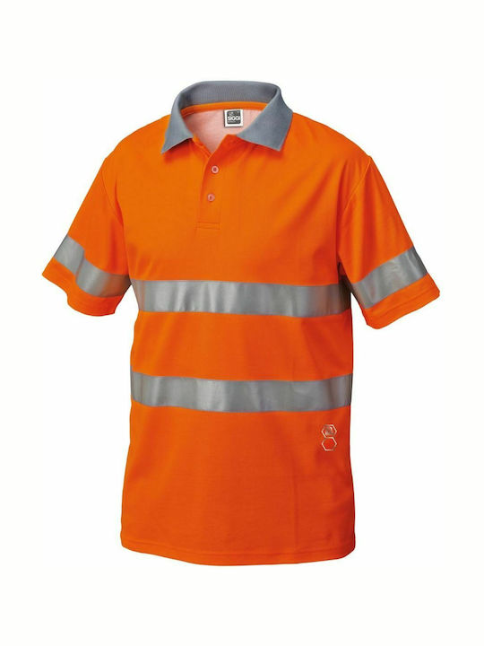 Siggi Work Polo Shirt Orange with Reflective Tapes