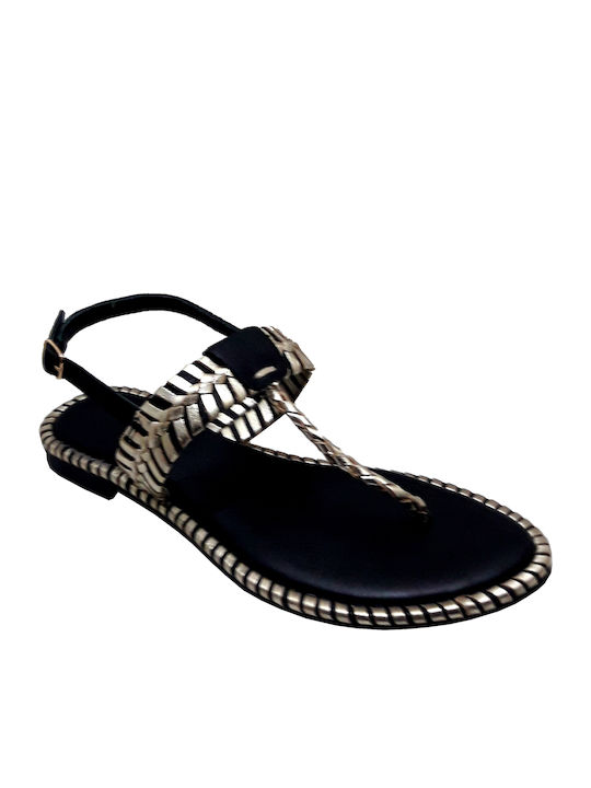 Inuovo Leder Damen Flache Sandalen in Schwarz Farbe