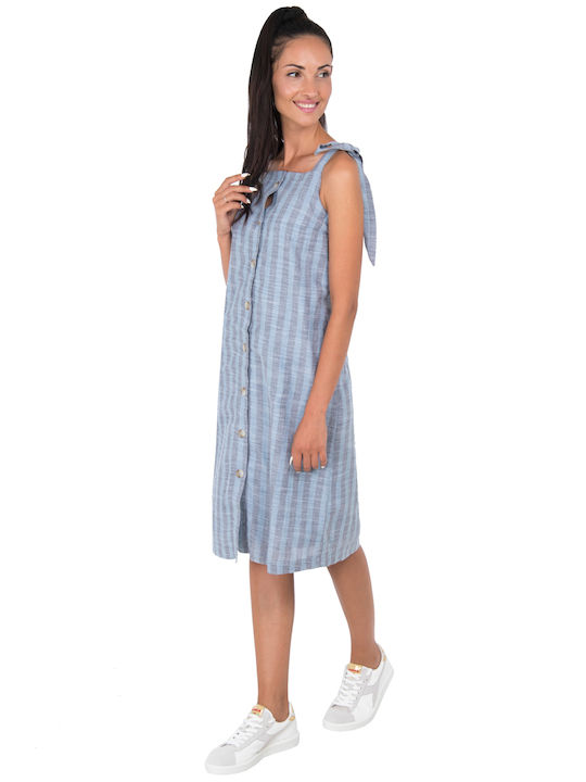 ICHI Midi Kleid Blue Mirage