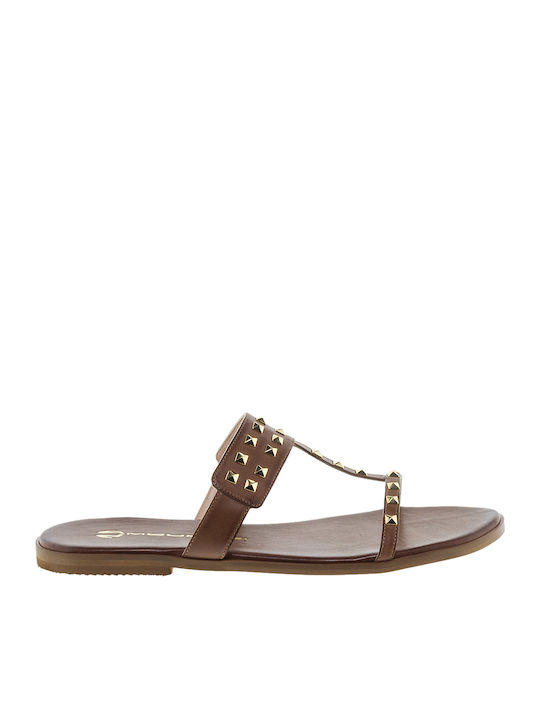 Leder Flache Sandalen für Damen in Braun Farbe