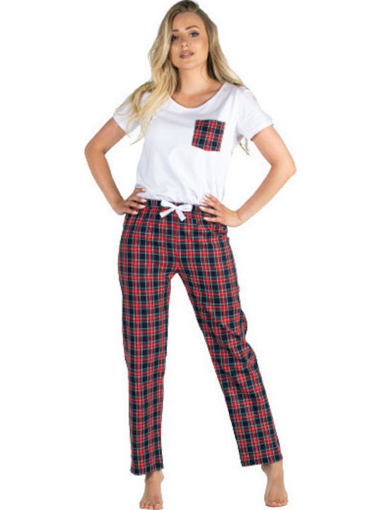 Momenti Per Me Winter Damen Pyjama-Hose White-red