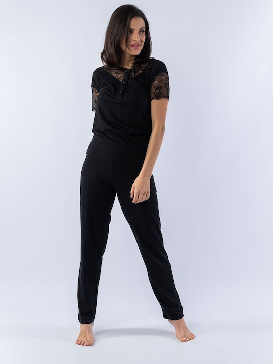 Closet22 De vară De bumbac Pantaloni Pijamale pentru Femei black