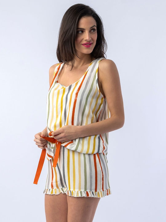 Sevim Χειμερινό Γυναικείο Σορτς Πιτζάμας Color Stripes
