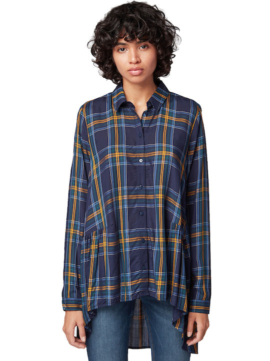 Tom Tailor Women's Checked Long Sleeve Shirt Blue and yellow.