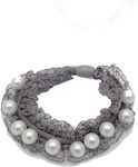 Pearls Hair Scrunchie Gray 1pcs