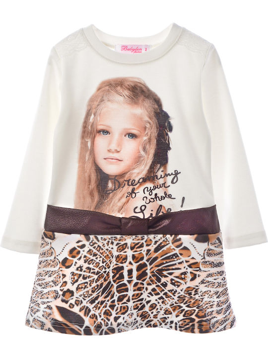 Children's Dress Animal Print Ecru