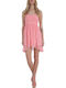 Καλοκαιρινό Mini Φόρεμα για Γάμο / Βάπτιση Strapless Pink