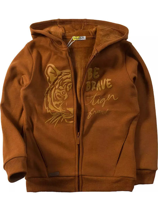 Kinderstrickjacke Pelz mit Kapuze orange