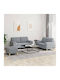 Living Room Furniture Set 2-Seater & 2-Seater & Stool Gray