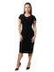 C. Manolo Dress Midi Φόρεμα Κοντομάνικο ΜΑΥΡΟ (Black)