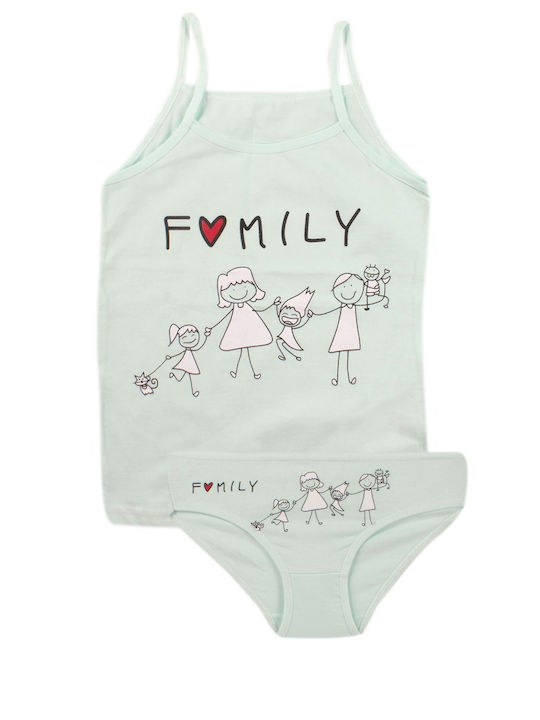 Donella Kids' Set Brief with Undershirt Turquoise 2pcs