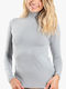 Women's Cotton Turtleneck T-Shirt with Spaghetti Strap Gray